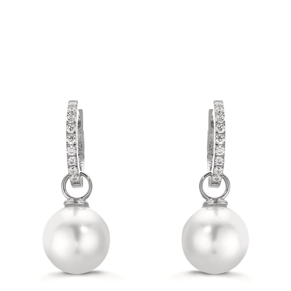 Orecchini circolari Argento Zirconia 18 pietra rodiato [shining Pearls], 2 Perla, 10 mm