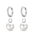 Orecchini circolari Argento Zirconia 18 pietra rodiato [shining Pearls], 2 Perla, 10 mm