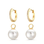 Orecchini circolari Argento Zirconia 18 pietra giallo dorato [shining Pearls], 2 Perla, 10 mm