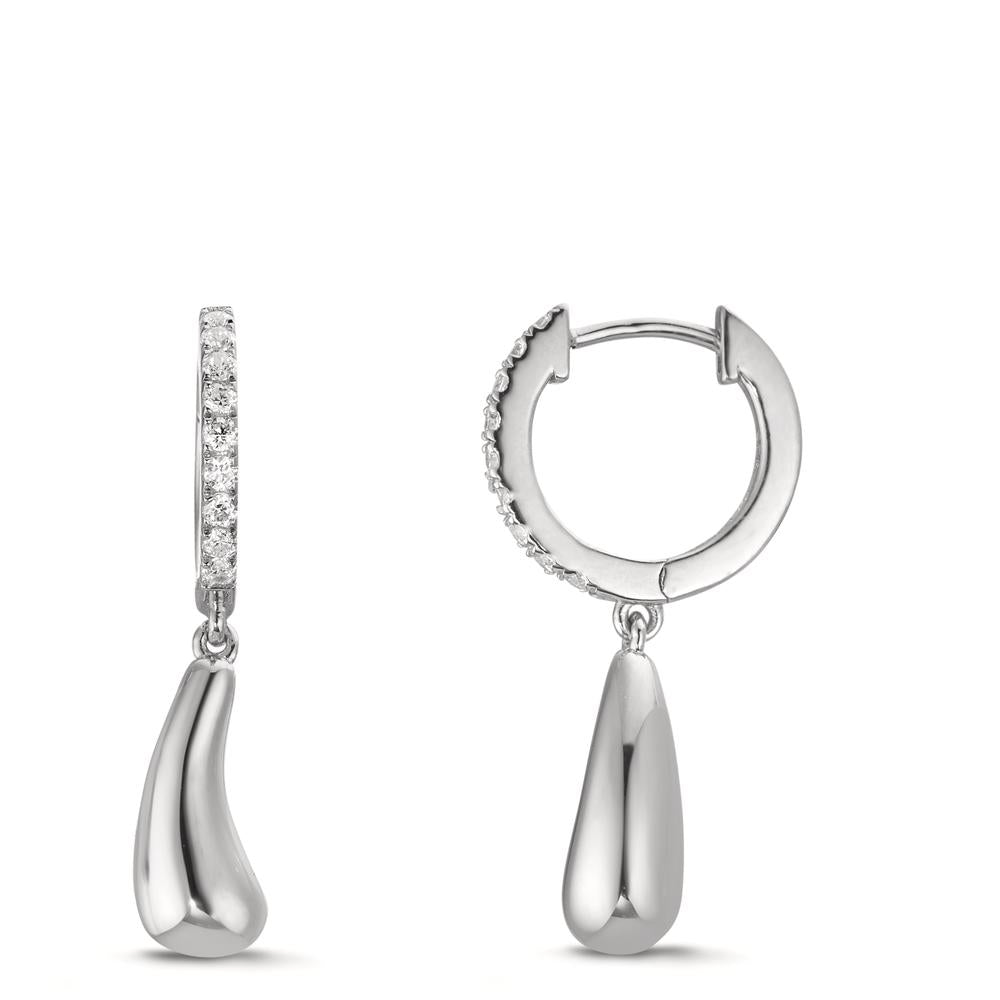 Orecchini circolari Argento Zirconia 18 pietra rodiato
