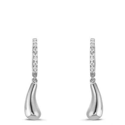 Orecchini circolari Argento Zirconia 18 pietra rodiato