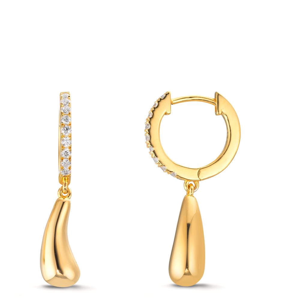 Orecchini circolari Argento Zirconia 18 pietra giallo dorato