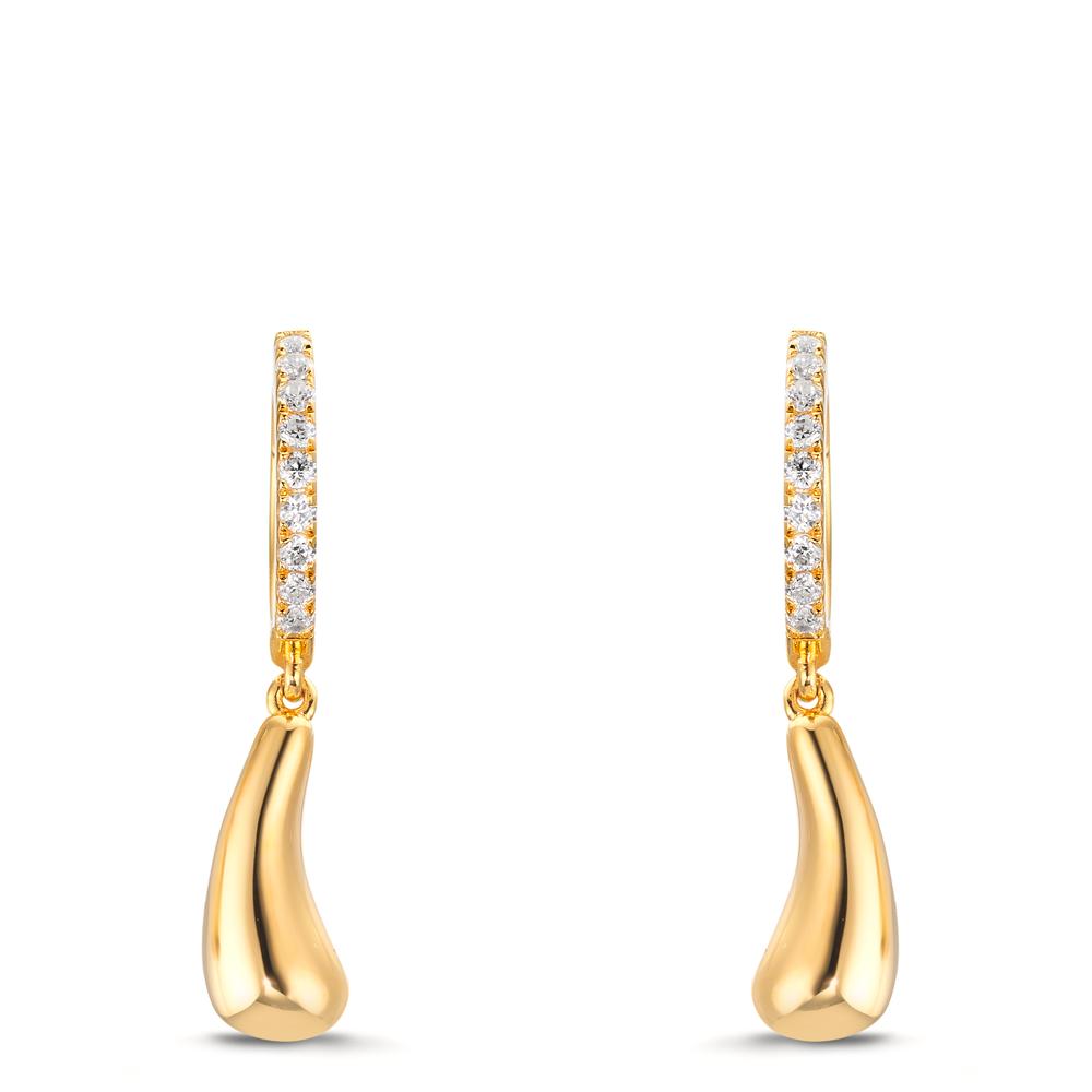 Orecchini circolari Argento Zirconia 18 pietra giallo dorato