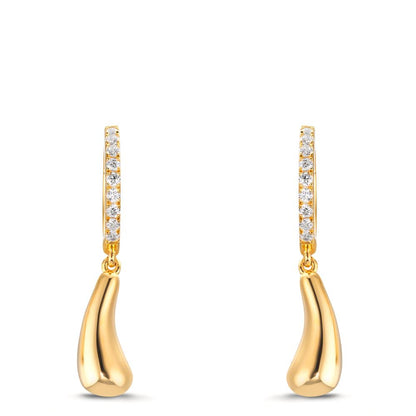 Orecchini circolari Argento Zirconia 18 pietra giallo dorato