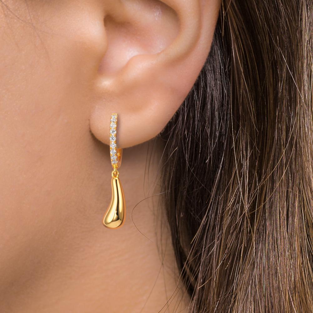 Orecchini circolari Argento Zirconia 18 pietra giallo dorato