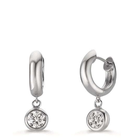 Orecchini circolari Argento Zirconia 2 pietra rodiato