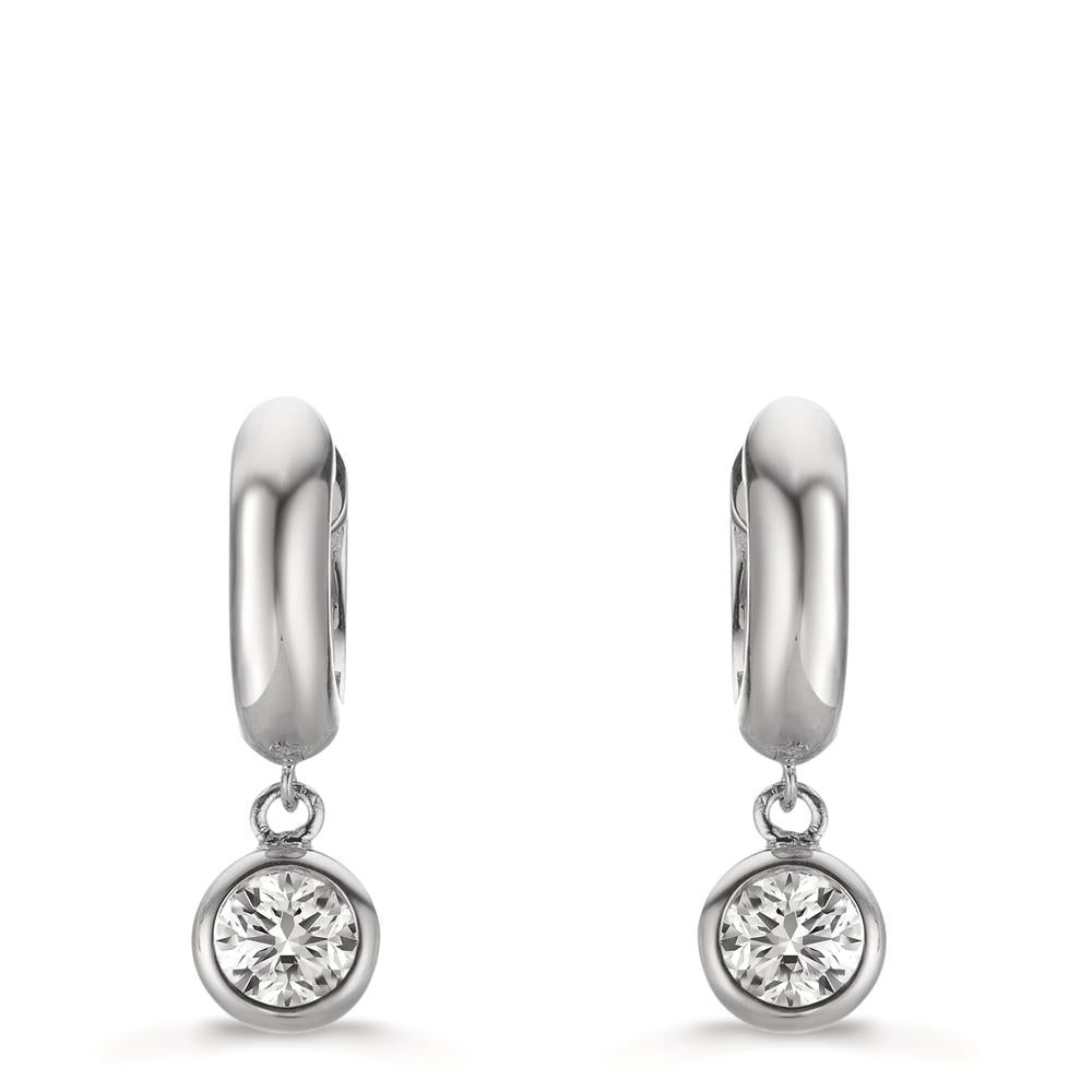 Orecchini circolari Argento Zirconia 2 pietra rodiato