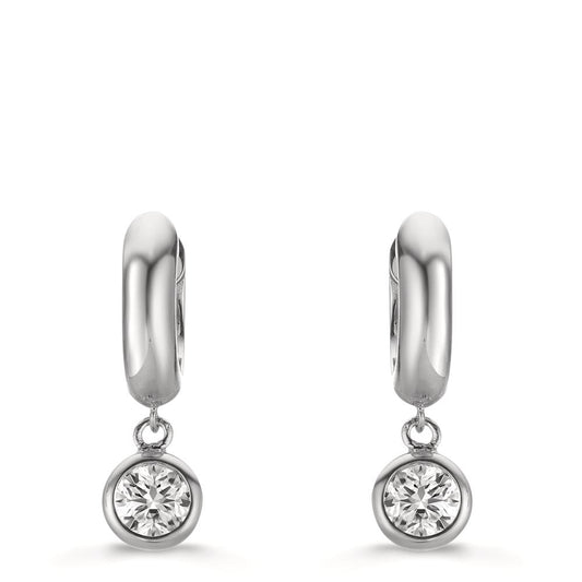 Orecchini circolari Argento Zirconia 2 pietra rodiato