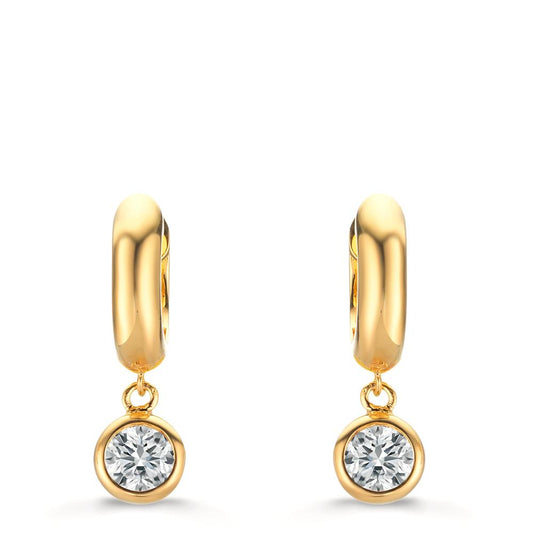 Orecchini circolari Argento Zirconia 2 pietra giallo dorato