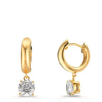 Orecchini circolari Argento Zirconia 2 pietra, 6 mm giallo dorato