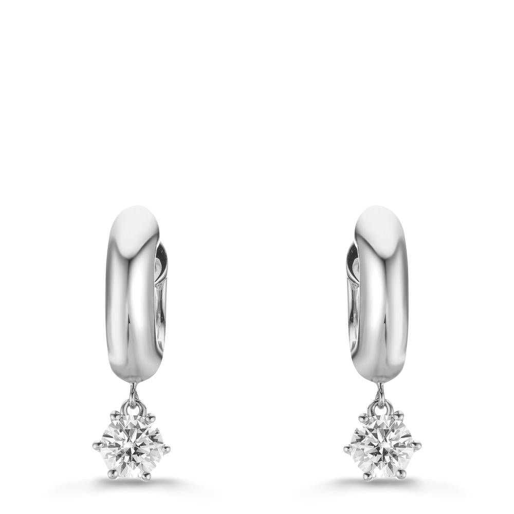 Orecchini circolari Argento Zirconia 2 pietra, 5 mm rodiato