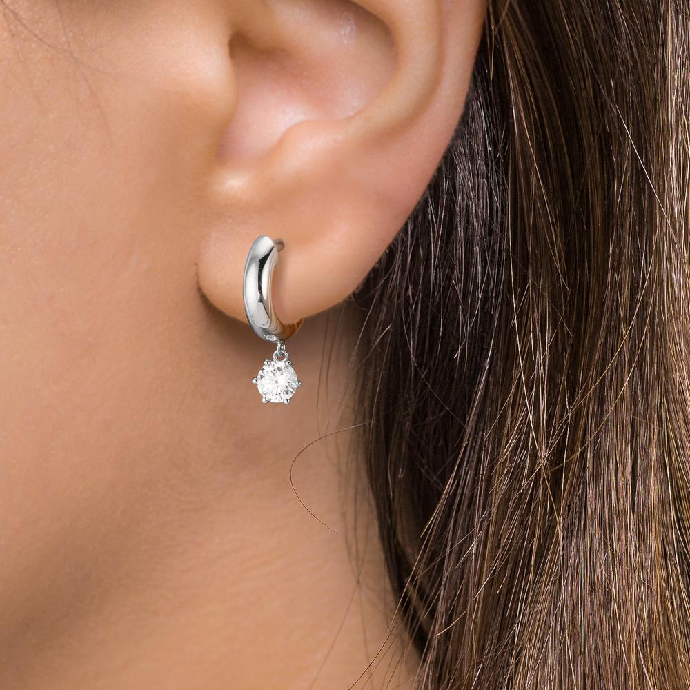 Orecchini circolari Argento Zirconia 2 pietra, 5 mm rodiato