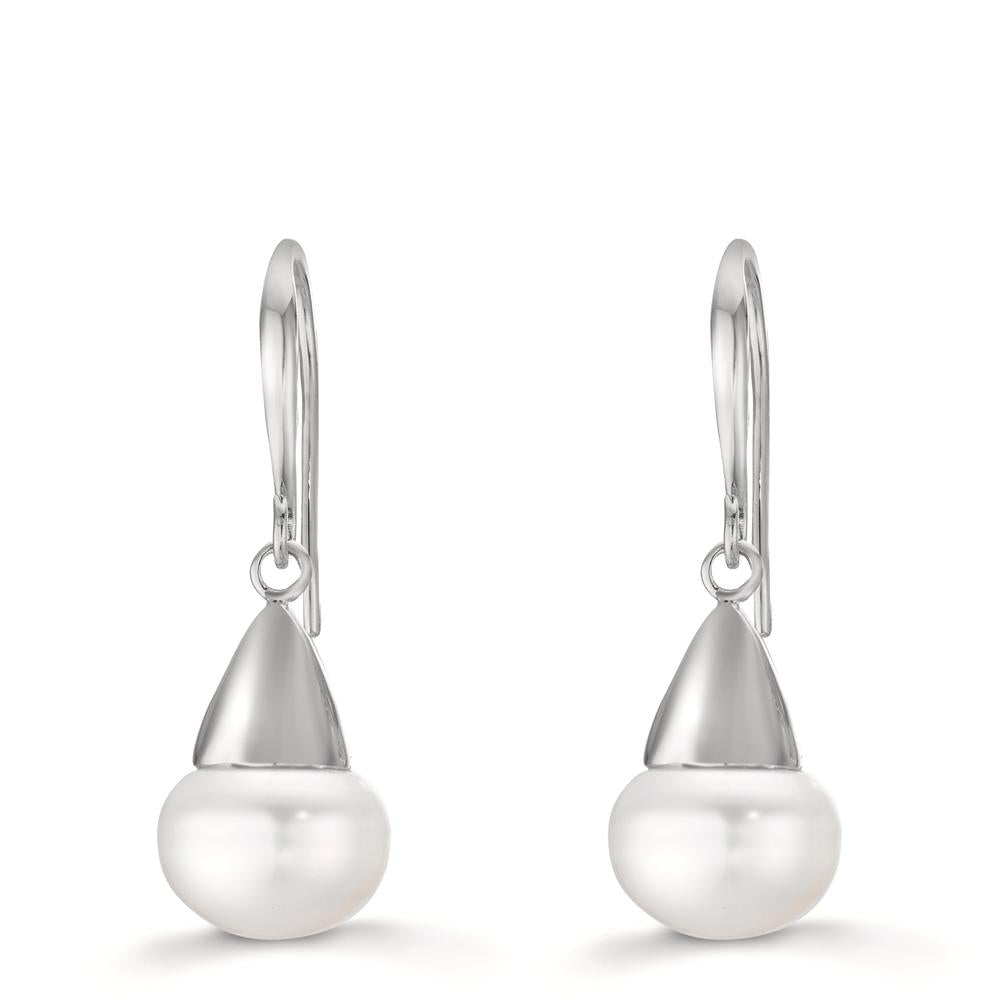 Orecchini Argento rodiato Perla coltivata d'acqua dolce, 2 Perla, 9 mm