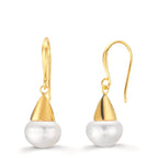 Orecchini Argento giallo dorato Perla coltivata d'acqua dolce, 2 Perla, 9 mm