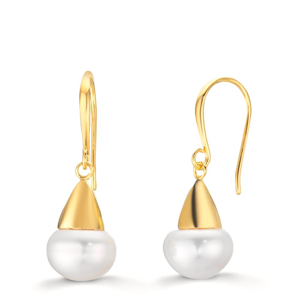 Orecchini Argento giallo dorato Perla coltivata d'acqua dolce, 2 Perla, 9 mm