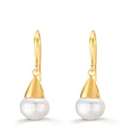 Orecchini Argento giallo dorato Perla coltivata d'acqua dolce, 2 Perla, 9 mm