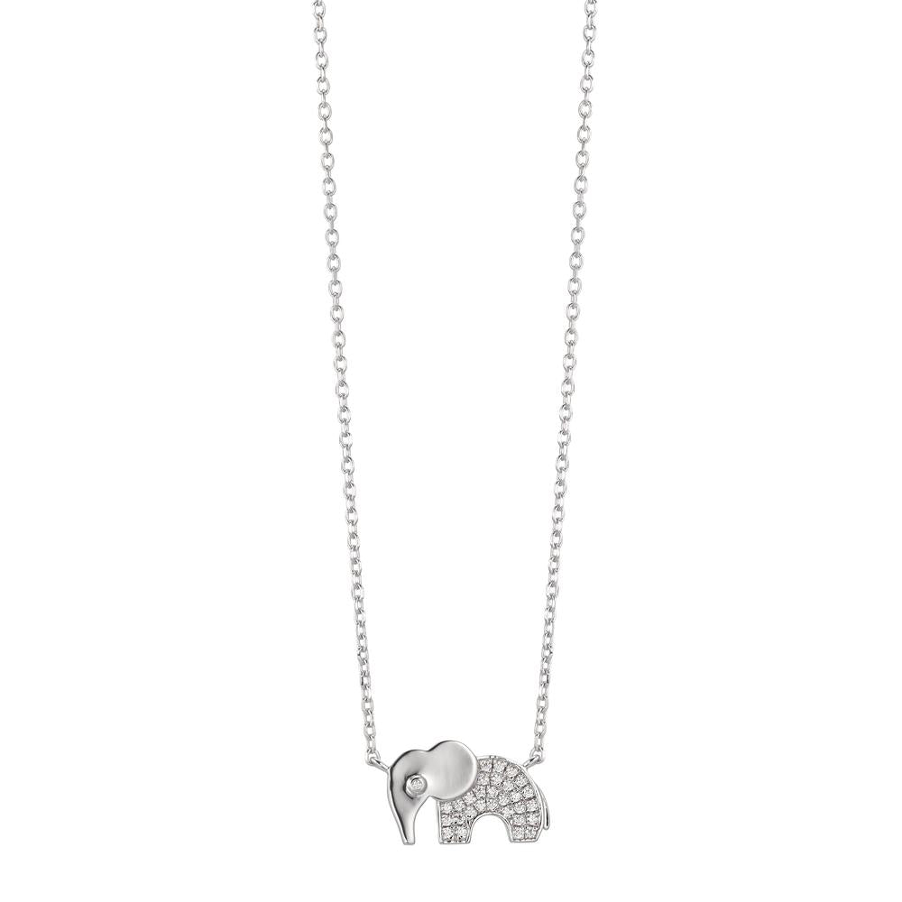Collana Argento Zirconia rodiato Elefante 40-43 cm