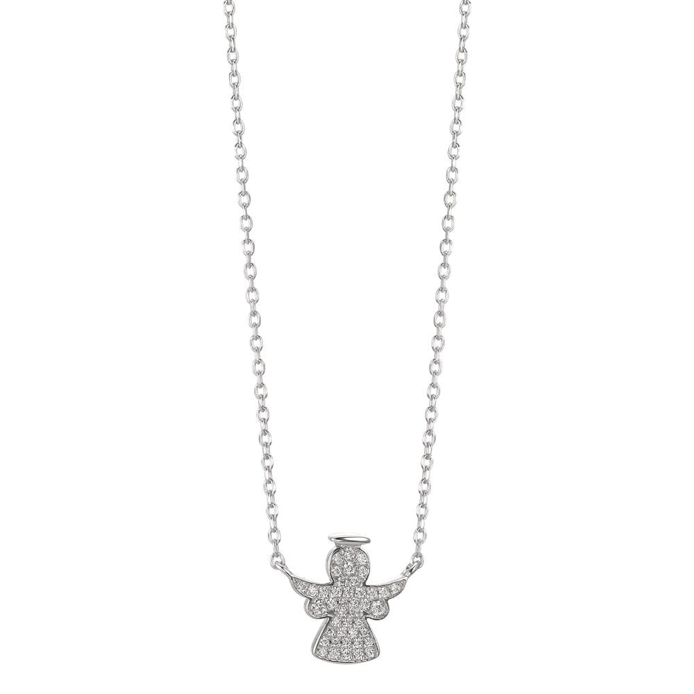 Collana Argento Zirconia rodiato Angelo custode 40-43 cm