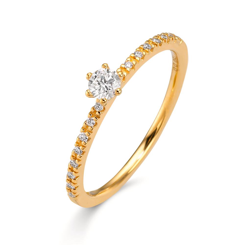Anello solitario Oro giallo 750/18 carati Diamante 0.20 ct, 17 pietra, [Brillant], w-si