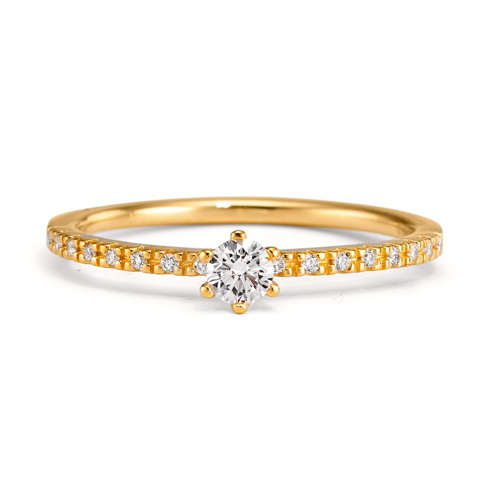 Anello solitario Oro giallo 750/18 carati Diamante 0.20 ct, 17 pietra, [Brillant], w-si