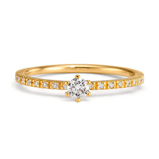 Anello solitario Oro giallo 750/18 carati Diamante 0.20 ct, 17 pietra, [Brillant], w-si
