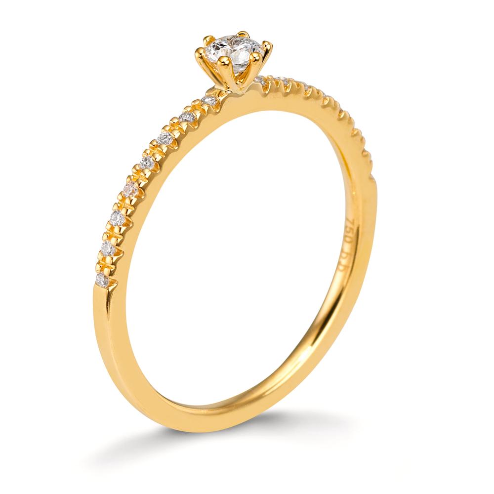 Anello solitario Oro giallo 750/18 carati Diamante 0.20 ct, 17 pietra, [Brillant], w-si