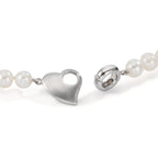 Collana Argento rodiato Perla coltivata d'acqua dolce 6-7 mm Cuore 42 cm