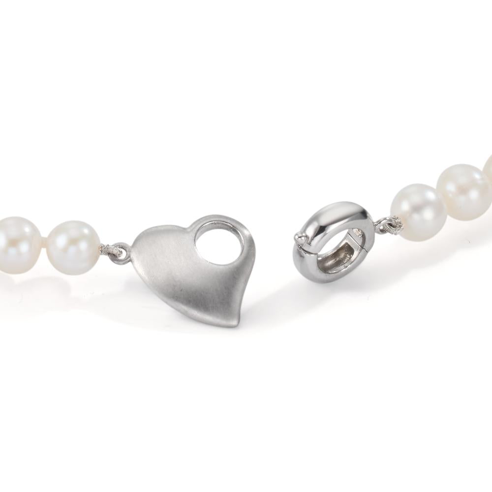 Collana Argento rodiato Perla coltivata d'acqua dolce 6-7 mm Cuore 42 cm