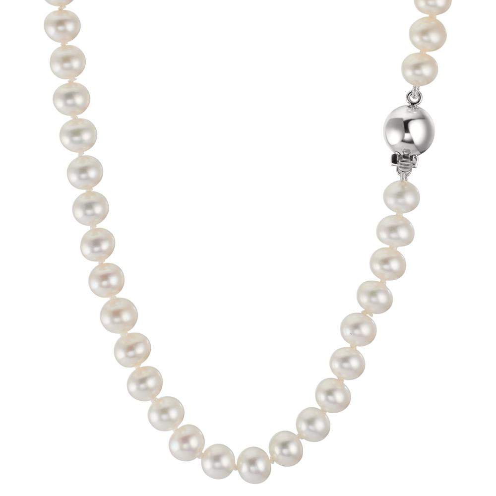 Collana Oro bianco 750/18 carati Perla coltivata d'acqua dolce 5-6 mm 45 cm