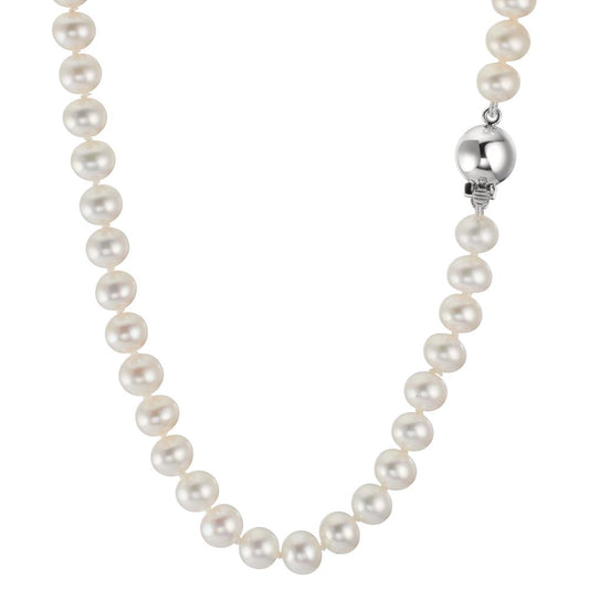 Collana Oro bianco 750/18 carati Perla coltivata d'acqua dolce 5-6 mm 45 cm