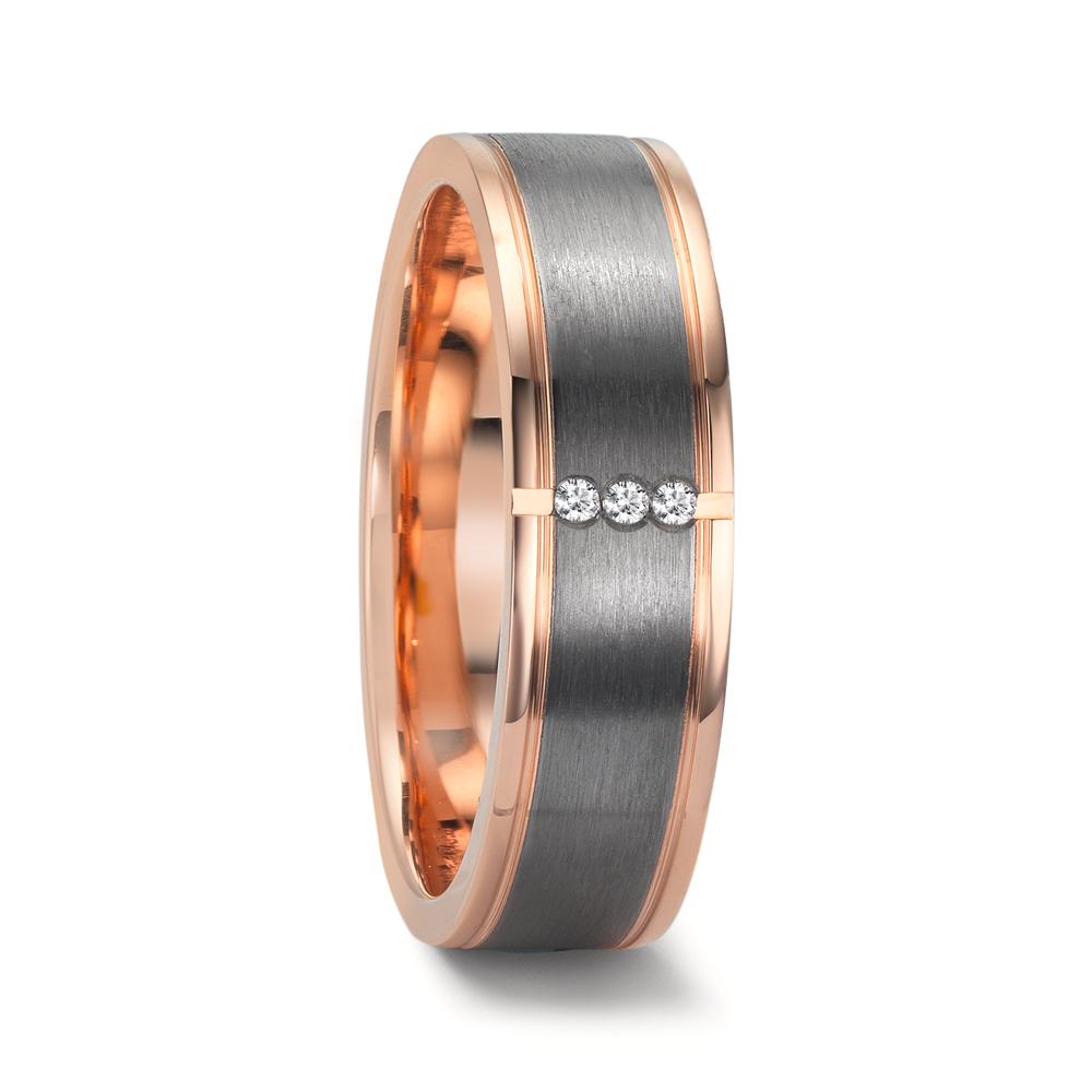 Anello del partner Oro rosso 585/14 kt, 999 Tantalio Diamante 0.024 ct, 3 pietra, w-si
