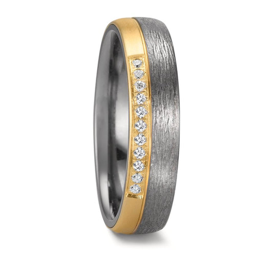 Anello del partner 999 Tantalio, Oro giallo 585/14 kt Diamante 0.11 ct, 11 pietra, w-si