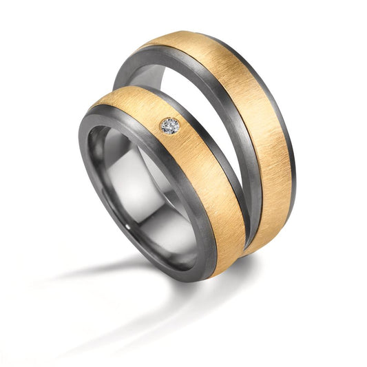 Anello del partner 999 Tantalio, Oro giallo 585/14 kt Diamante 0.03 ct, w-si