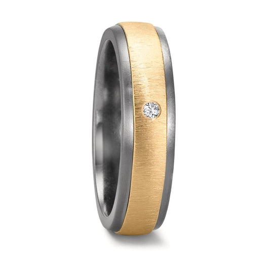 Anello del partner 999 Tantalio, Oro giallo 585/14 kt Diamante 0.03 ct, w-si
