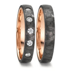 Anello del partner Carbonio, Oro rosso 585/14 kt
