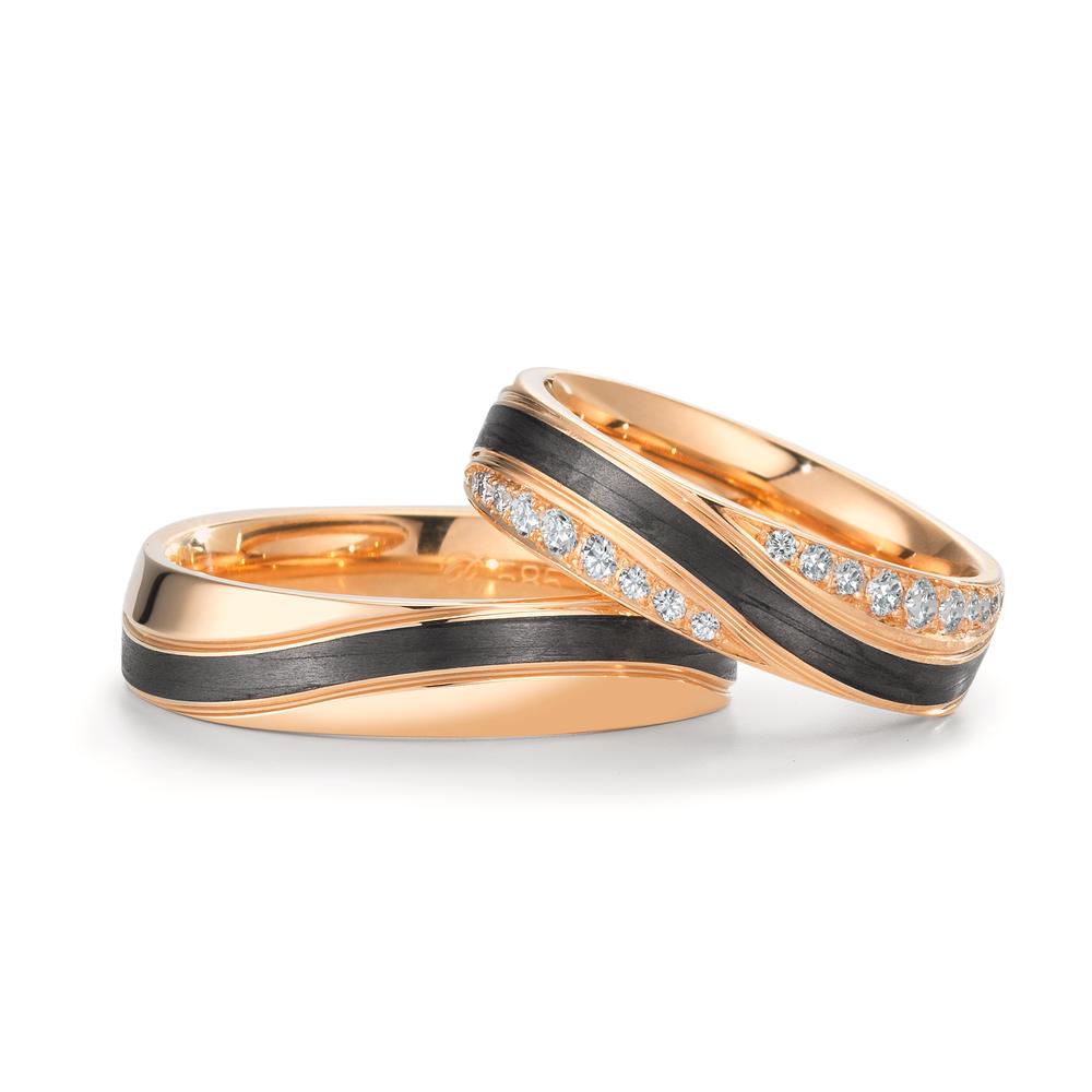 Anello del partner Oro rosa 585/14 kt, Carbonio