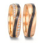 Anello del partner Oro rosa 585/14 kt, Carbonio