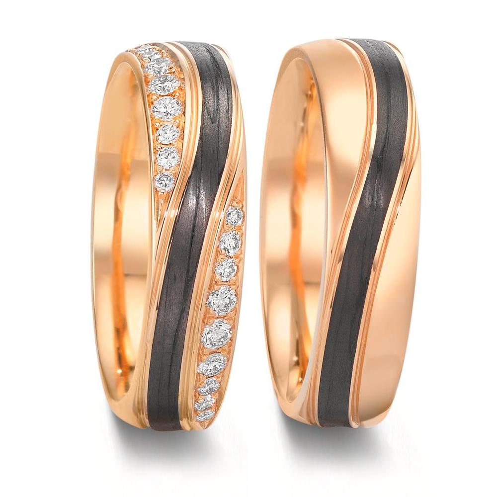 Anello del partner Oro rosa 585/14 kt, Carbonio