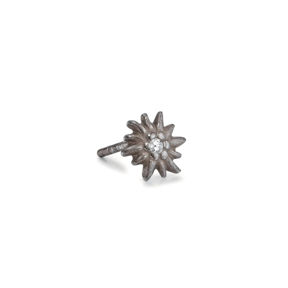Orecchini a bottone 1 pz Argento Zirconia patinato Stella alpina Ø7 mm