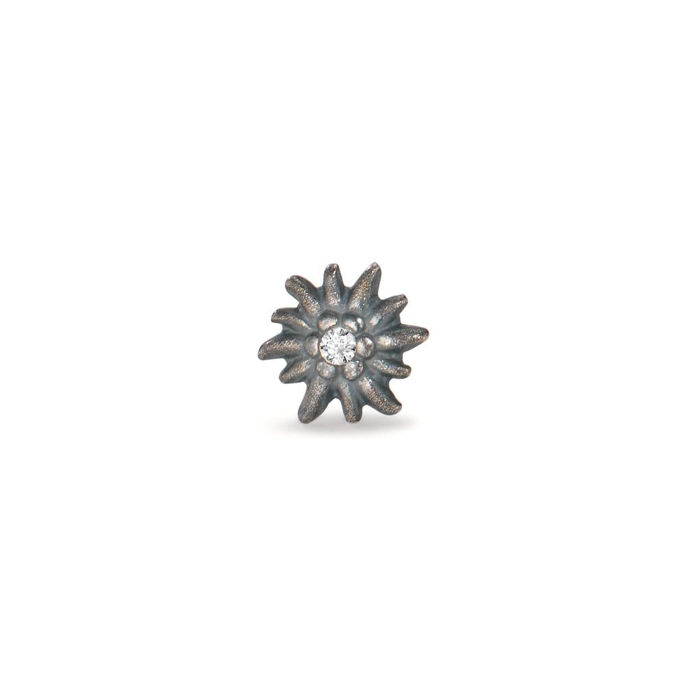 Orecchini a bottone 1 pz Argento Zirconia patinato Stella alpina Ø7 mm