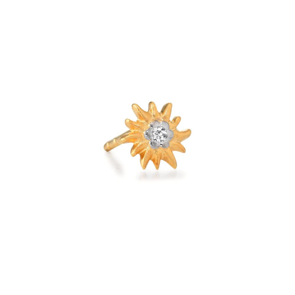 Orecchini a bottone 1 pz Oro giallo 375/9K Zirconia bicolore Stella alpina Ø7 mm