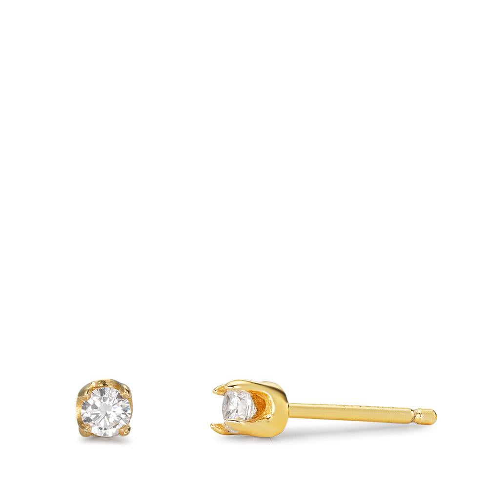 Orecchini a bottone Argento Zirconia 2 pietra giallo dorato Ø3 mm