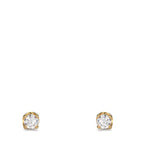 Orecchini a bottone Argento Zirconia 2 pietra giallo dorato Ø3 mm