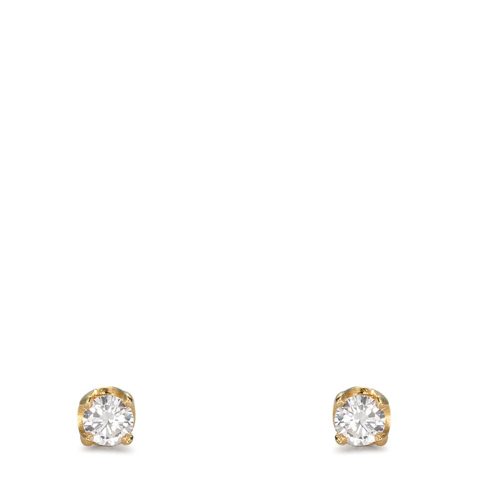 Orecchini a bottone Argento Zirconia 2 pietra giallo dorato Ø3 mm