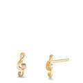 Orecchini a bottone Argento Zirconia 2 pietra giallo dorato Clef