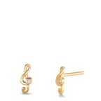 Orecchini a bottone Argento Zirconia 2 pietra giallo dorato Clef