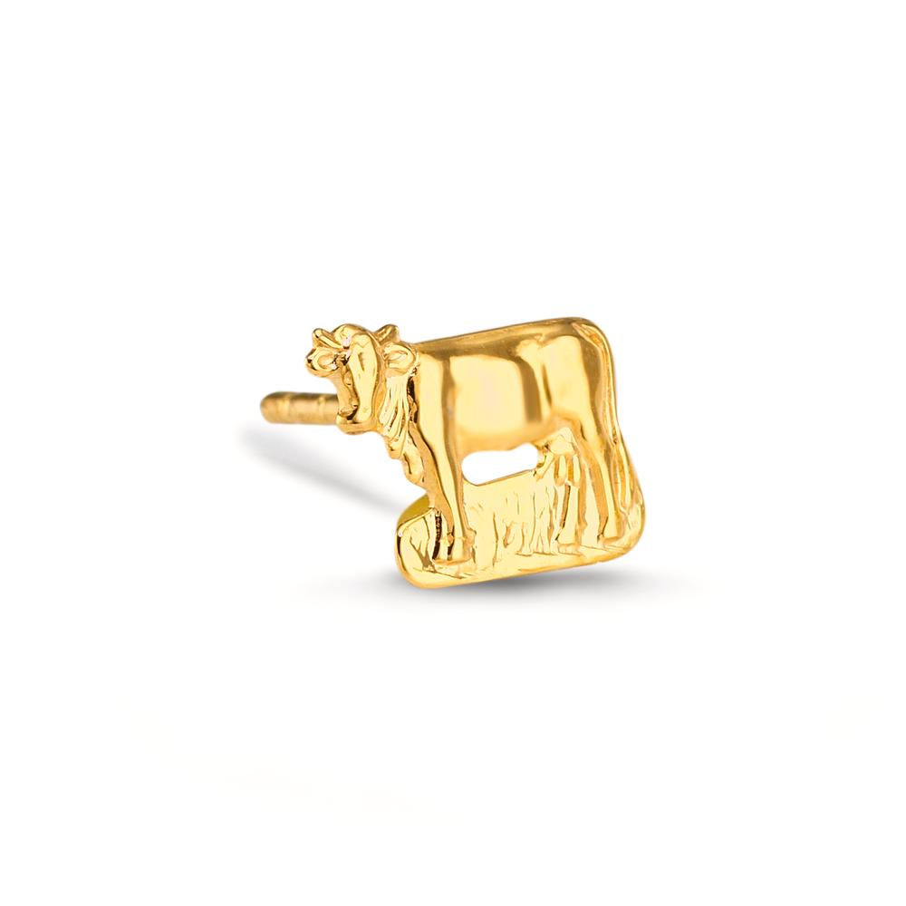 Orecchini a bottone 1 pz Oro giallo 750/18 carati Mucca