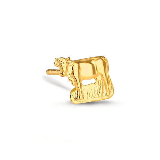 Orecchini a bottone 1 pz Oro giallo 750/18 carati Mucca