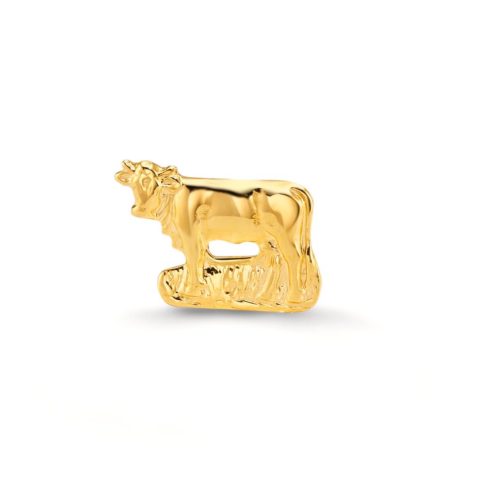 Orecchini a bottone 1 pz Oro giallo 750/18 carati Mucca