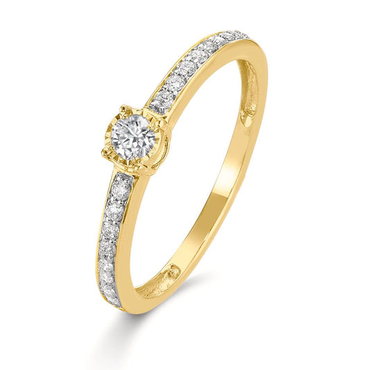 Anello solitario Oro giallo 375/9K Diamante 0.20 ct, 19 pietra, w-si